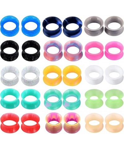 30PCS Soft Silicone Ear Gauges Flesh Tunnels Plugs Stretchers Expander Double Flared Flesh Tunnels Ear Piercing Jewelry for W...