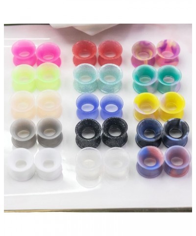 30PCS Soft Silicone Ear Gauges Flesh Tunnels Plugs Stretchers Expander Double Flared Flesh Tunnels Ear Piercing Jewelry for W...