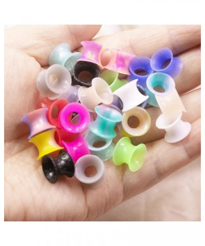 30PCS Soft Silicone Ear Gauges Flesh Tunnels Plugs Stretchers Expander Double Flared Flesh Tunnels Ear Piercing Jewelry for W...