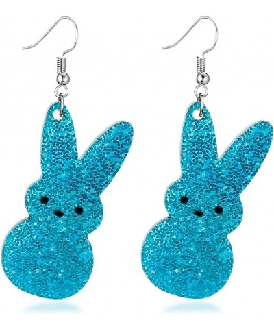 Easter Bunny Earrings for Women Girls Sparkle Colorful Rabbit Spring Earrings Acrylic Rabbit Dangle Earrings Holiday Happy Ea...