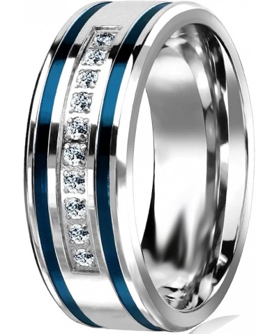 His and Hers 3 Piece Trio Sterling Silver Blue Wedding Band Engagement Ring Set Her 5 - His 10 $26.65 Sets