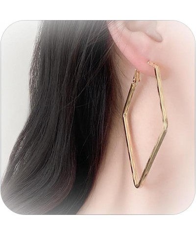 Triangle Earrings for Women Gold Geometric Earrings Minimalist Square Earrings for Girls D $5.49 Earrings