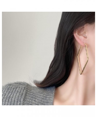 Triangle Earrings for Women Gold Geometric Earrings Minimalist Square Earrings for Girls D $5.49 Earrings