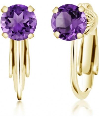 1.50 Ct Round Purple Amethyst 18K Yellow Gold Plated Silver Clip On Earrings $39.20 Earrings