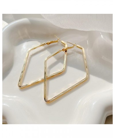 Triangle Earrings for Women Gold Geometric Earrings Minimalist Square Earrings for Girls D $5.49 Earrings