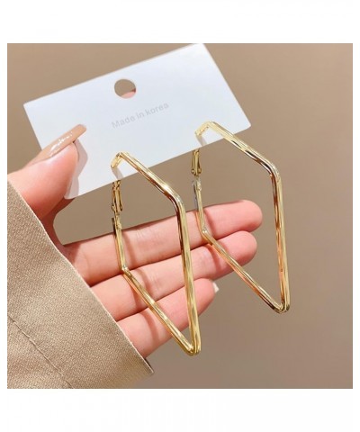 Triangle Earrings for Women Gold Geometric Earrings Minimalist Square Earrings for Girls D $5.49 Earrings