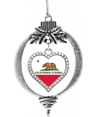 Mother and Daughter Bond Charm Ornament - Silver Open Heart Charm Holiday Ornaments with Cubic Zirconia Jewelry California St...