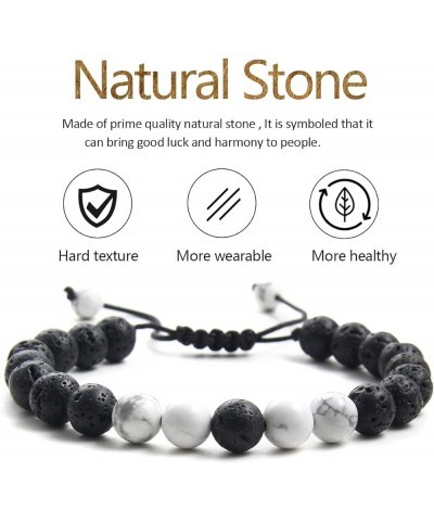 Fashion Natural Stone Beads Bracelets Set For Men-8mm Tiger Eye&Matte Agate &Lava Rock Braclelet Healing Essential Oil Diffus...