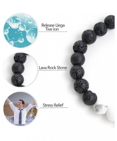 Fashion Natural Stone Beads Bracelets Set For Men-8mm Tiger Eye&Matte Agate &Lava Rock Braclelet Healing Essential Oil Diffus...