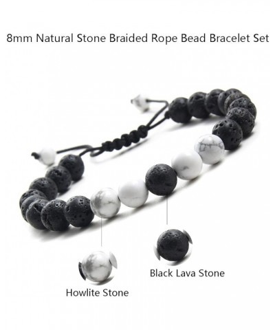 Fashion Natural Stone Beads Bracelets Set For Men-8mm Tiger Eye&Matte Agate &Lava Rock Braclelet Healing Essential Oil Diffus...