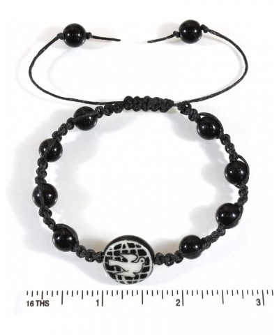 Dove of Peace, Ceramic Bead Macrame Bracelet, Black and White Color, Adjustable $18.60 Bracelets