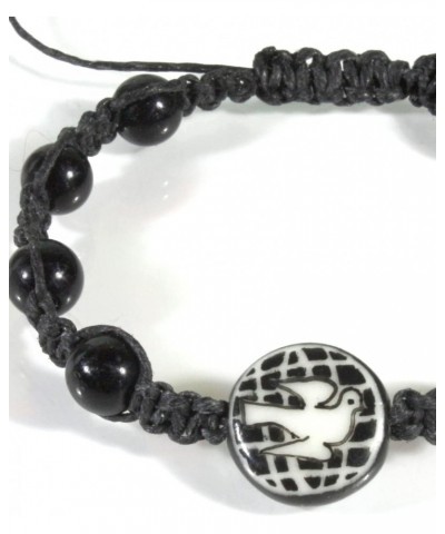 Dove of Peace, Ceramic Bead Macrame Bracelet, Black and White Color, Adjustable $18.60 Bracelets