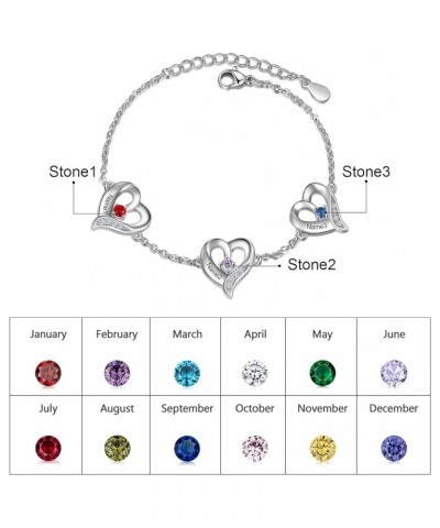 Personalized Mom Gifts Mothers Bracelet with Birthstones Custom Name Bracelet for Women Heart Bracelet Family Jewelry Mothers...