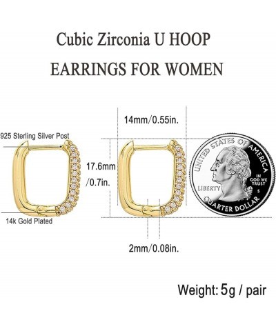 Sterling Silver Post Cubic Zirconia Gold Hoop Stud Earrings for Women Girls Drop Dangle Claw Earring Cluster Crystals Geometr...