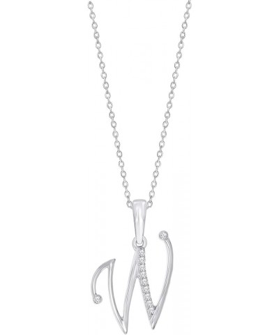 Elmas 925 Sterling Silver Round White Diamond A-Z Letter Alphabet Initial Pendant for Women with 18+2 Inch Cable Chain W $44....