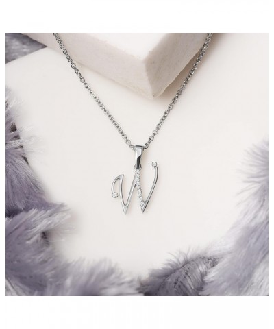 Elmas 925 Sterling Silver Round White Diamond A-Z Letter Alphabet Initial Pendant for Women with 18+2 Inch Cable Chain W $44....