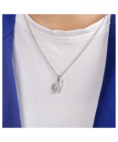 Elmas 925 Sterling Silver Round White Diamond A-Z Letter Alphabet Initial Pendant for Women with 18+2 Inch Cable Chain W $44....