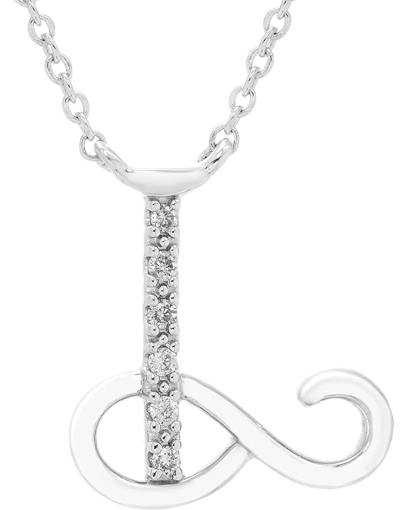 .925 Sterling Silver Diamond Accented Initial Necklace, Adjustable 18”-20” (G-H Color, I2-I3 Clarity) - Choice of Letter L $5...