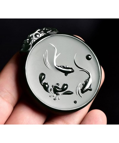 China Natural Hetian Green Jade Premium Nephrite Carved Pendant Amulet (8 Horse) Lotus Fish $77.22 Necklaces