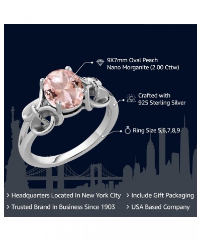 925 Sterling Silver Peach Nano Morganite Ring For Women (2.00 Cttw, Oval 9X7MM, Available in size 5, 6, 7, 8, 9) $23.04 Rings