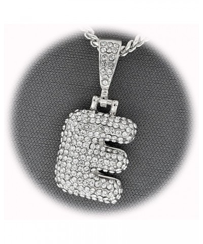 New Silver Plated Tone Clear Rhinestones Bubble Initial Alphabet Letter E Pendant Necklace NECK1305ALI $13.63 Necklaces