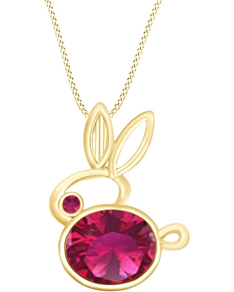 Bunny Pendant Necklace 14k Gold Over Sterling Silver yellow-gold-plated-silver: Ruby $33.38 Necklaces