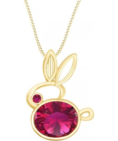 Bunny Pendant Necklace 14k Gold Over Sterling Silver yellow-gold-plated-silver: Ruby $33.38 Necklaces