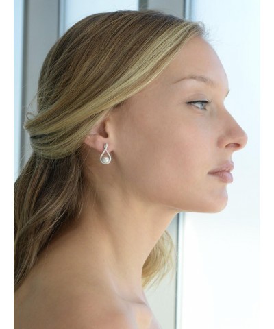 Pearl Drop Earrings with Cubic Zirconia Crystals For Brides, Weddings, Mother's Day Jewelry Gift $15.19 Earrings