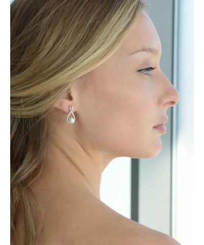 Pearl Drop Earrings with Cubic Zirconia Crystals For Brides, Weddings, Mother's Day Jewelry Gift $15.19 Earrings