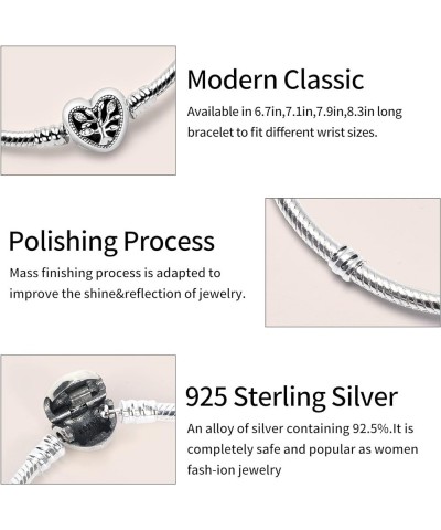 Charm Bracelet For Woman 925 Sterling Silver Jewelry Moments Heart Clasp Snake Chain Bracelet Fit Any Charm Gift for Women Gi...