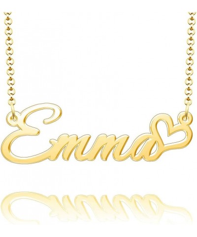 Personalized Name Necklace Custom Gold Name Plate Necklace Sterling Silver Love Heart Pendant Gift Card Emma-Gold $13.04 Neck...