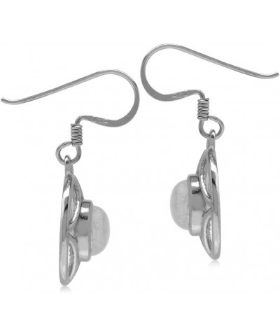 6mm Natural Round Shape Moonstone 925 Sterling Silver Filigree Dangle Hook Earrings $13.68 Earrings