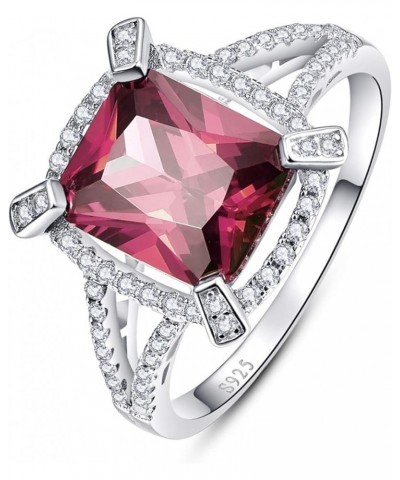 925 Sterling Silver Created Morganite Filled Wide Band Engagement Ring D-Dark Red $4.23 Rings