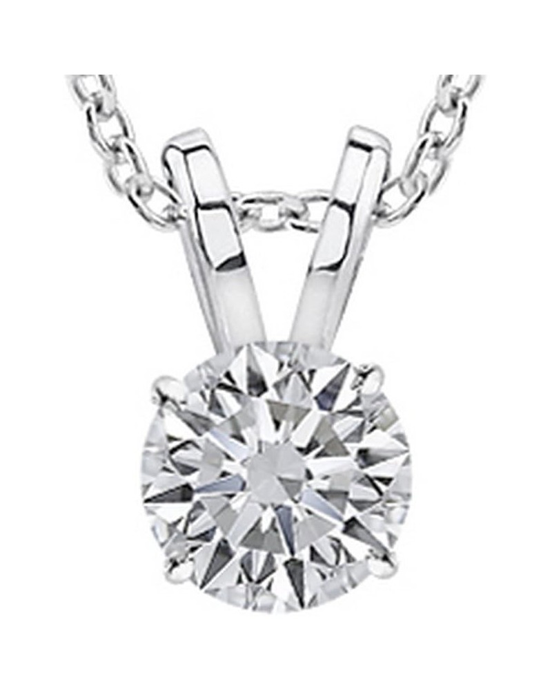 1/2-2 Carat 18K White Gold GIA Certified Round Cut Diamond Pendant Necklace Luxury Collection (D-E Color, VS1-VS2 Clarity) 18...