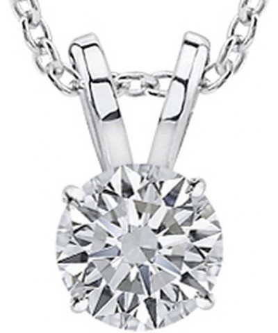 1/2-2 Carat 18K White Gold GIA Certified Round Cut Diamond Pendant Necklace Luxury Collection (D-E Color, VS1-VS2 Clarity) 18...