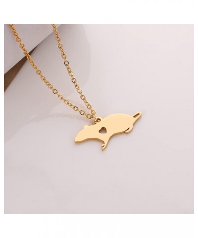 Stainless Steel Cute Mouse Rat Charm Necklace for Women Jewelry rose gold $8.47 Necklaces