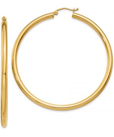 14K Yellow Gold Thick Tube Hoop Earrings w/Click-Down Clasp, (3mm Tube) 55mm $79.03 Earrings