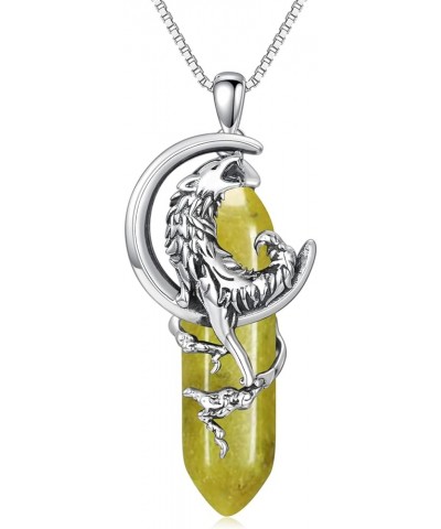 Wolf Necklace 925 Sterling Silver Reiki Healing Crystal Wolf Jewelry for Women Girls Peridot $29.69 Necklaces