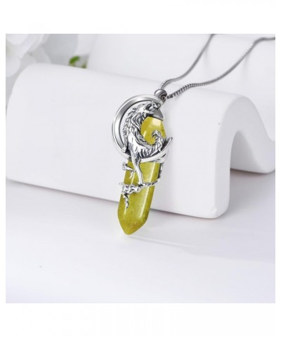 Wolf Necklace 925 Sterling Silver Reiki Healing Crystal Wolf Jewelry for Women Girls Peridot $29.69 Necklaces