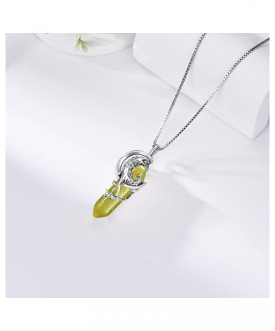 Wolf Necklace 925 Sterling Silver Reiki Healing Crystal Wolf Jewelry for Women Girls Peridot $29.69 Necklaces