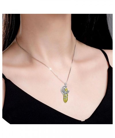 Wolf Necklace 925 Sterling Silver Reiki Healing Crystal Wolf Jewelry for Women Girls Peridot $29.69 Necklaces