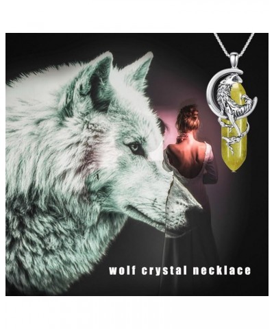 Wolf Necklace 925 Sterling Silver Reiki Healing Crystal Wolf Jewelry for Women Girls Peridot $29.69 Necklaces