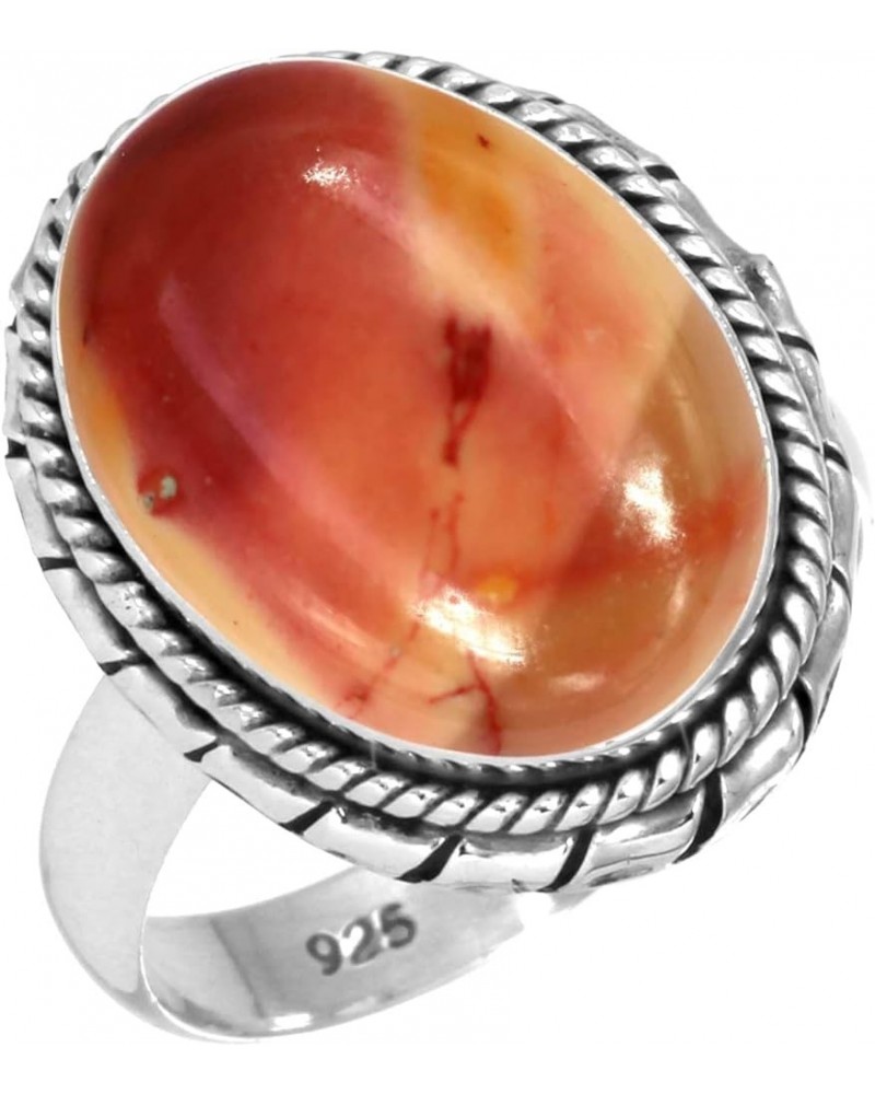 925 Sterling Silver Handmade Ring for Women 12x16 Oval Gemstone Costume Silver Jewelry for Gift (99035_R) Mookaite $21.08 Rings