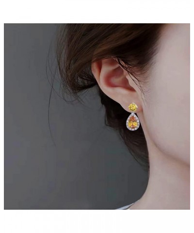 925 Sterling Silver Stud Earrings Cubic Zirconia Hypoallergenic Vacation Unique Earrings for Women Teardrop-Yellow $7.64 Earr...