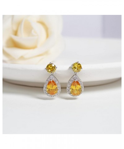 925 Sterling Silver Stud Earrings Cubic Zirconia Hypoallergenic Vacation Unique Earrings for Women Teardrop-Yellow $7.64 Earr...