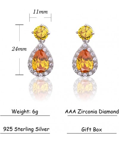 925 Sterling Silver Stud Earrings Cubic Zirconia Hypoallergenic Vacation Unique Earrings for Women Teardrop-Yellow $7.64 Earr...