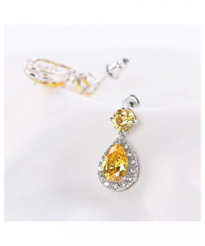 925 Sterling Silver Stud Earrings Cubic Zirconia Hypoallergenic Vacation Unique Earrings for Women Teardrop-Yellow $7.64 Earr...