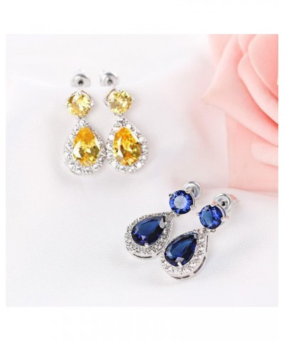 925 Sterling Silver Stud Earrings Cubic Zirconia Hypoallergenic Vacation Unique Earrings for Women Teardrop-Yellow $7.64 Earr...