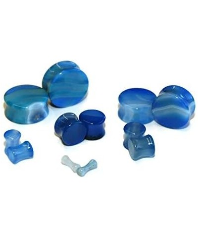 Blue Agate Stone Plugs Double-Flared 3/4" (19mm) $12.53 Body Jewelry