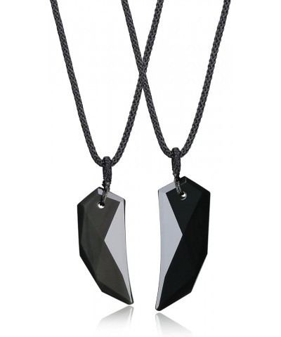 Wolf Wooth Stone Matching Couples Pendant Necklaces Black Obsidian $13.50 Necklaces